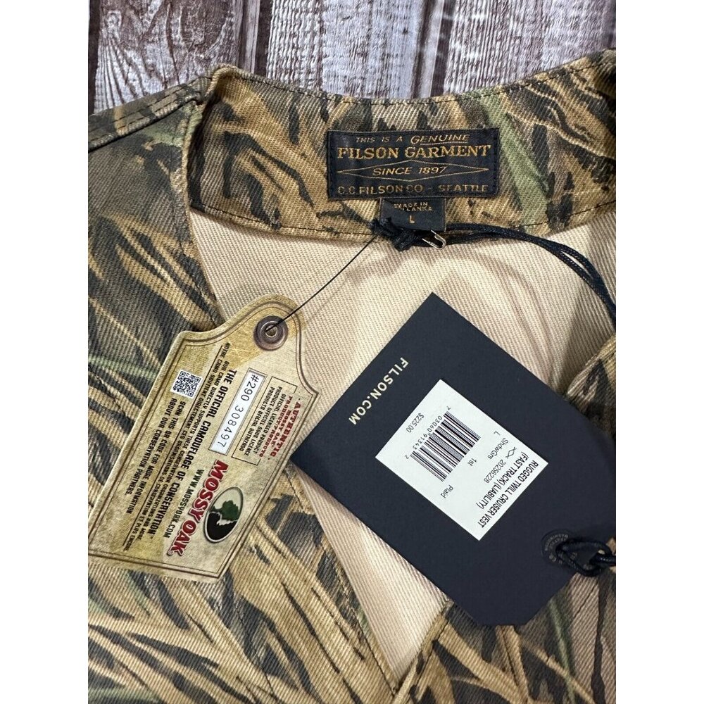 FILSON Mossy Oak wax rugged twill cruioser vest c: shadow grass sz L NWT $ 225 - Picture 2 of 5